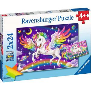 Ravensburger puzzel Unicorn and Pegasus - Legpuzzel - 2x24 stukjes 