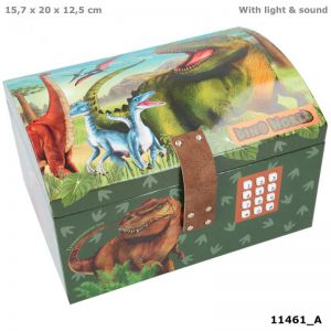 Dino World schatkist met code, geluid en licht