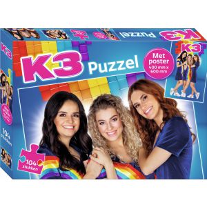 K3 puzzel met poster 104 stukjes