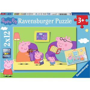 Ravensburger puzzel Thuis bij Peppa Pig - Twee puzzels - 12 stukjes - kinderpuzzel 