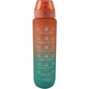 Lunch Buddies: Motiverende waterfles 1000 ml groen - oranje