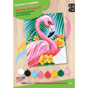 Schilderen op nummer Flamingo met bloem