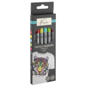 Stiften textiel markers 2-zijdig 6 stuks 