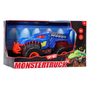 Monster truck dino blauw met licht en geluid