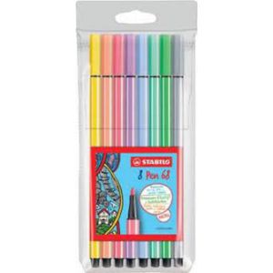 Stabilo pen 68 etui 8 stuks pastel
