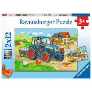 Puzzel 2x12 op de bouwplaats en boerderij