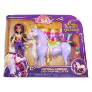 Unicorn academy gift set unicorn wildstar raindbow light up & pop sophia