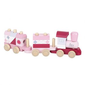 Jipy blokkentrein hout roze
