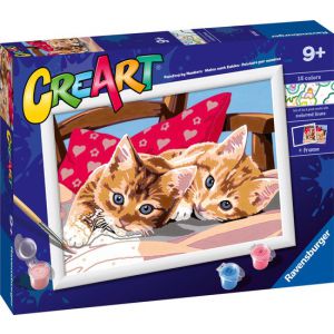 Schilderen op nummer twee knuffelende katten