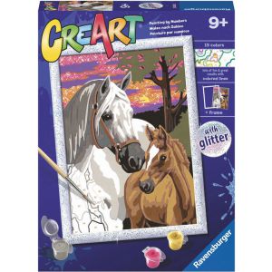 Schilderen op nummer sunset horses