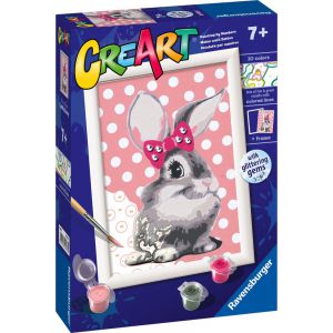 Schilderen op nummer konijn met glitter