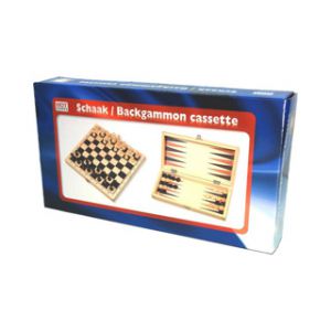 Schaak/Backgammon cassette hout