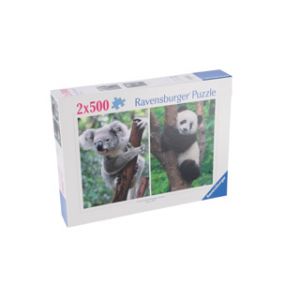 Puzzel 2x500 stukjes panda en koala