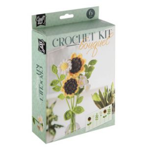 Haakset Bloemen Boeket Geel 16x5,5x21Cm 