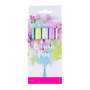 Bruynzeel brush pen set ecoline pastel 5 stuks 