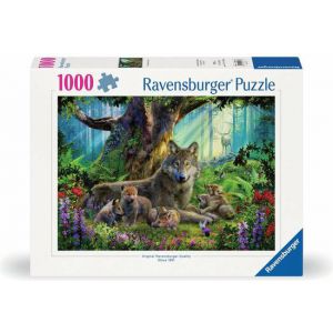 Puzzel 1000 stuks familie wolf in het bos