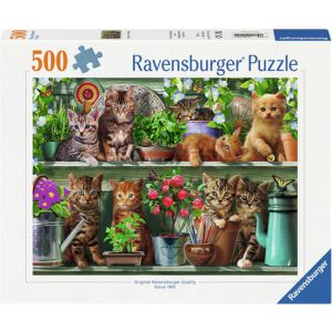 Puzzel 500 stukjes katjes in het rek