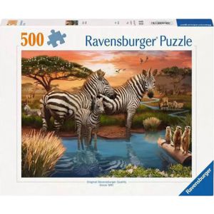 Puzzel 500 stuks zebra's bij de drinkplaats