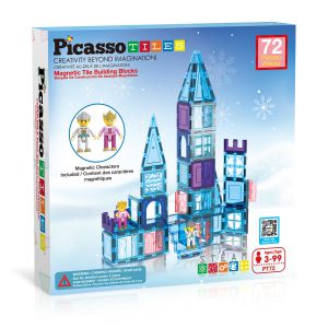  PicassoTiles 72 pc Ice Winter Theme Magnetic Tiles set